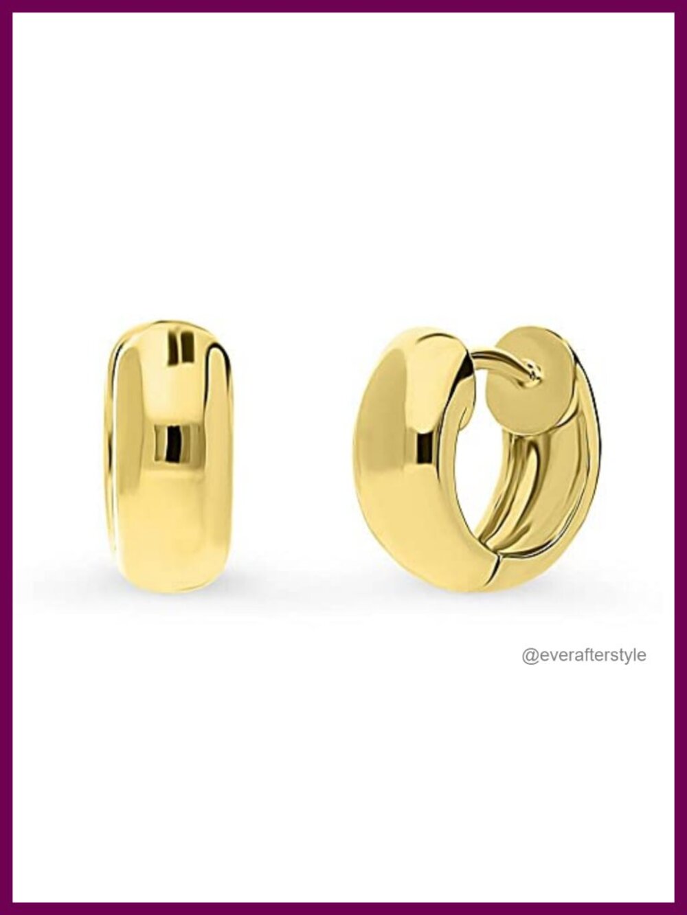 Sterling Silver Yellow Gold Flashed Small Dome Huggie Hoop Earrings for Women